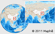 Shaded Relief Location Map of Huangpi, highlighted country, highlighted parent region, within the entire country
