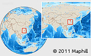 Shaded Relief Location Map of Huangpi, highlighted parent region, within the entire country