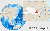 Shaded Relief Location Map of Huangpi, highlighted parent region