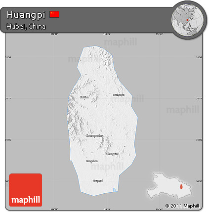 Gray Map of Huangpi, single color outside