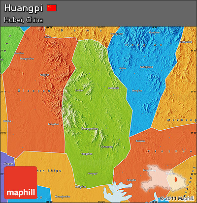 Physical Map of Huangpi, political outside