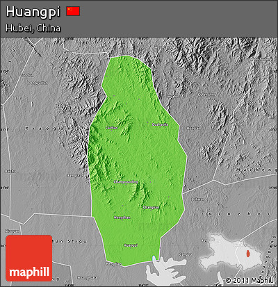 Political Map of Huangpi, desaturated