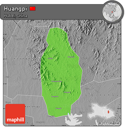 Political Map of Huangpi, desaturated