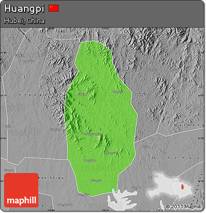 Political Map of Huangpi, desaturated