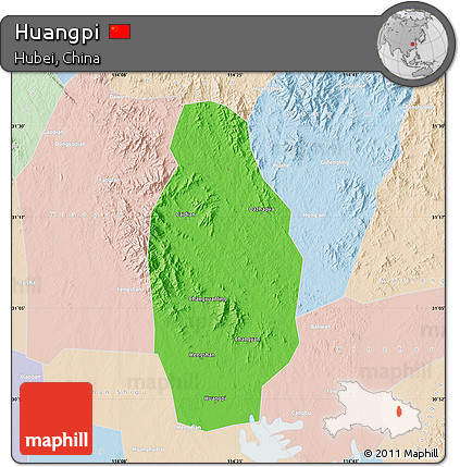 Political Map of Huangpi, lighten