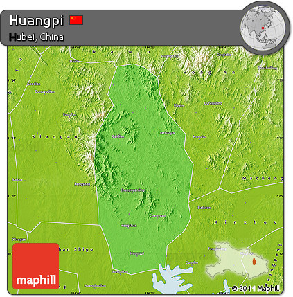 Political Map of Huangpi, physical outside