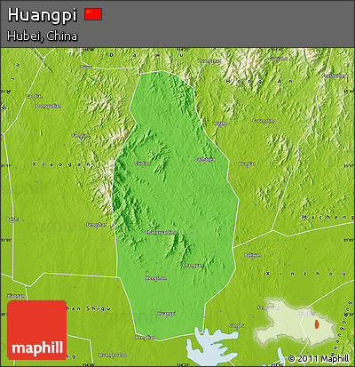 Political Map of Huangpi, physical outside
