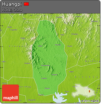 Political Map of Huangpi, physical outside