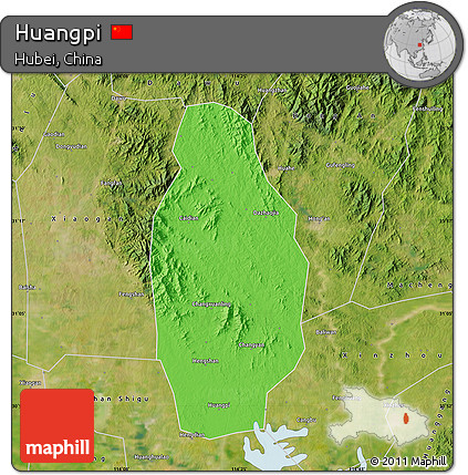 Political Map of Huangpi, satellite outside