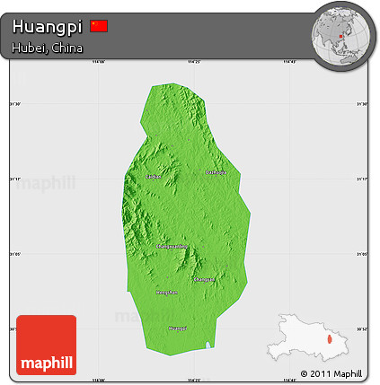 Political Map of Huangpi, single color outside