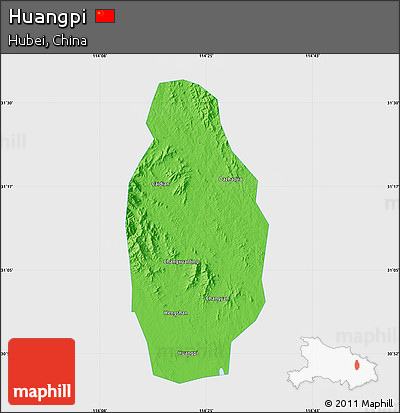 Political Map of Huangpi, single color outside