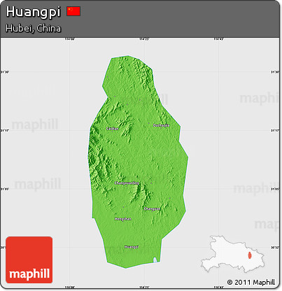 Political Map of Huangpi, single color outside