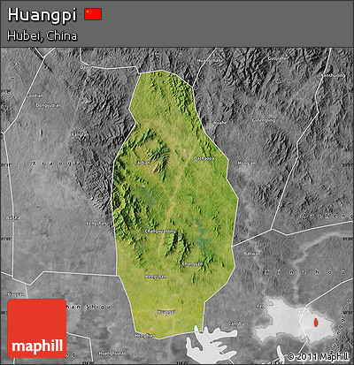 Satellite Map of Huangpi, desaturated