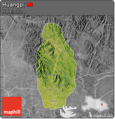 Satellite Map of Huangpi, desaturated