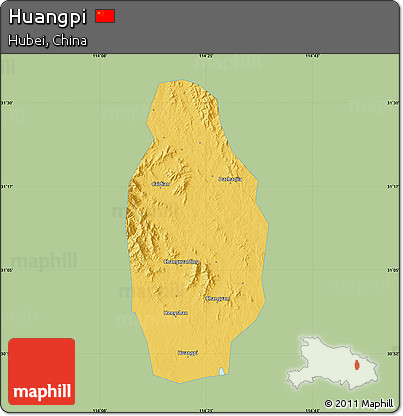 Savanna Style Map of Huangpi, single color outside