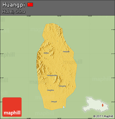 Savanna Style Map of Huangpi, single color outside