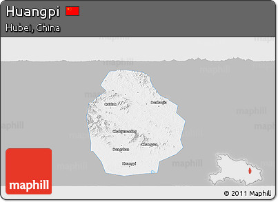 Gray Panoramic Map of Huangpi, single color outside
