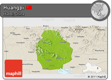 Physical Panoramic Map of Huangpi, shaded relief outside