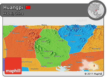 Political Panoramic Map of Huangpi