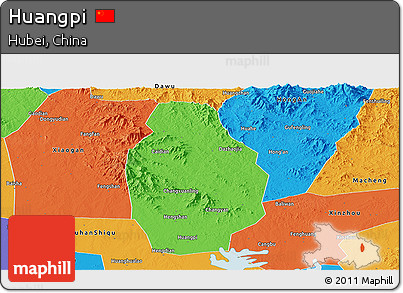 Political Panoramic Map of Huangpi