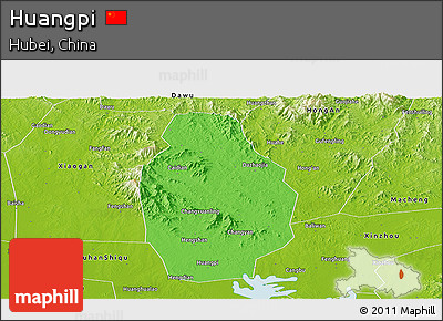 Political Panoramic Map of Huangpi, physical outside