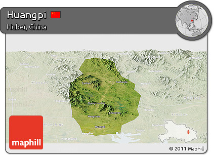Satellite Panoramic Map of Huangpi, lighten