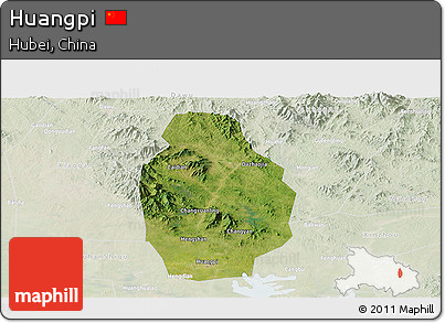 Satellite Panoramic Map of Huangpi, lighten