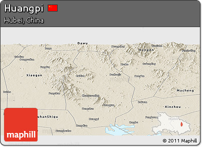 Shaded Relief Panoramic Map of Huangpi