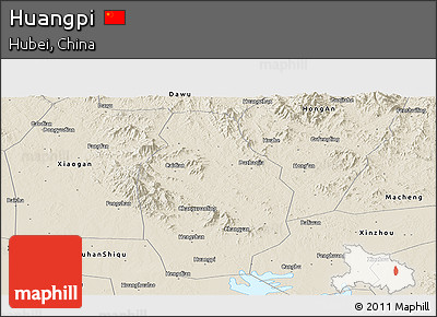 Shaded Relief Panoramic Map of Huangpi