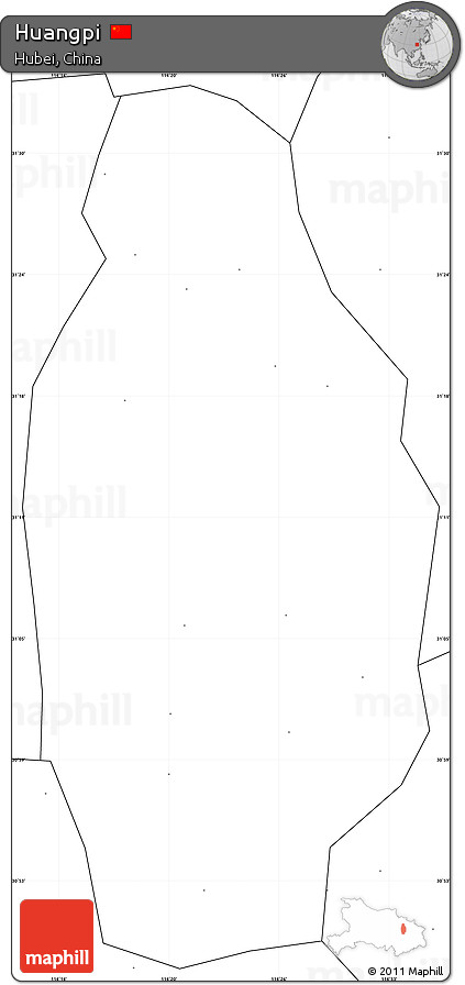 Blank Simple Map of Huangpi, no labels