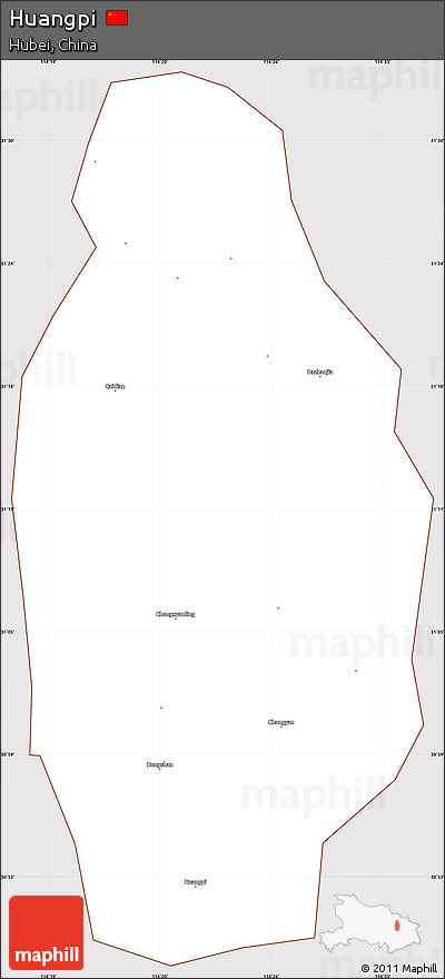 Classic Style Simple Map of Huangpi, cropped outside