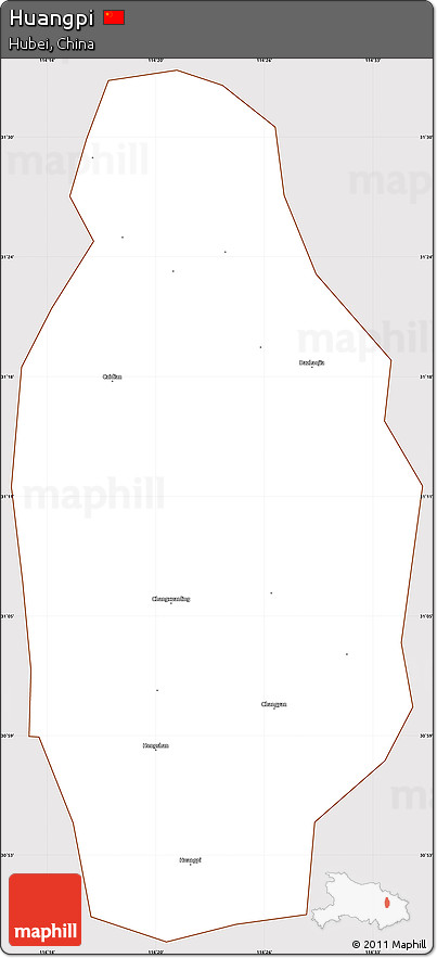 Classic Style Simple Map of Huangpi, cropped outside