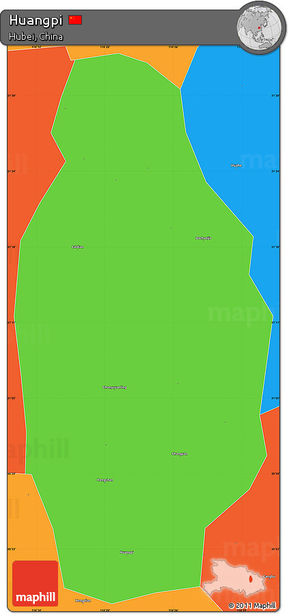 Political Simple Map of Huangpi