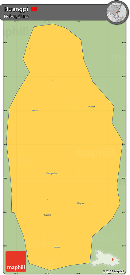 Savanna Style Simple Map of Huangpi, cropped outside