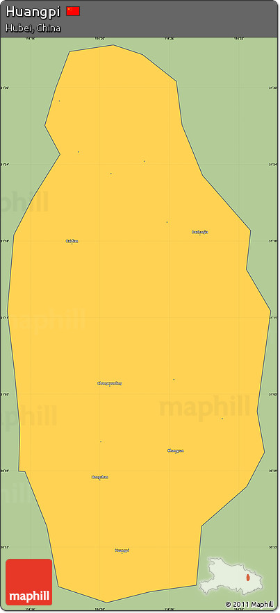 Savanna Style Simple Map of Huangpi, cropped outside