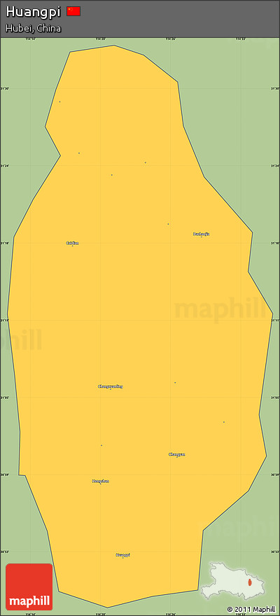 Savanna Style Simple Map of Huangpi, cropped outside
