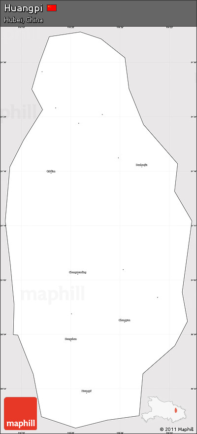 Silver Style Simple Map of Huangpi, cropped outside