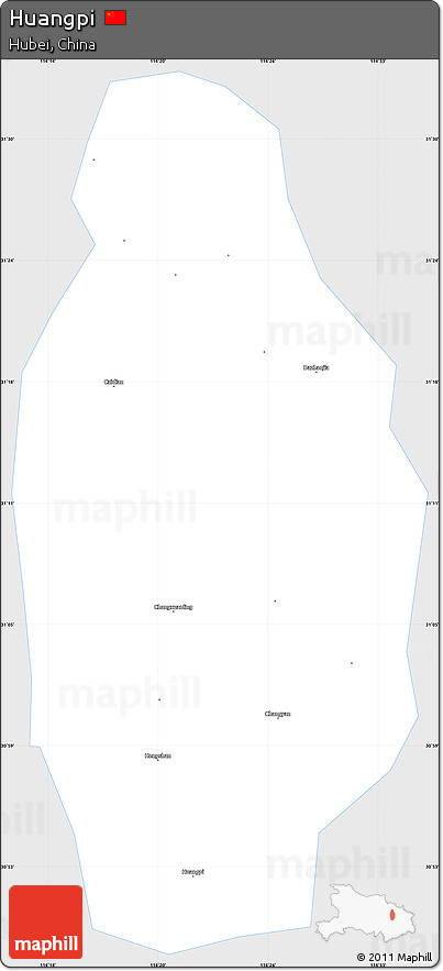 Silver Style Simple Map of Huangpi, single color outside