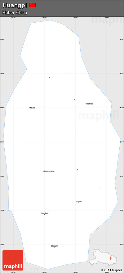Silver Style Simple Map of Huangpi, single color outside