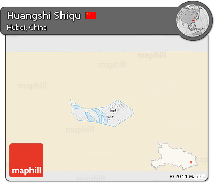 Classic Style 3D Map of Huangshi Shiqu, single color outside