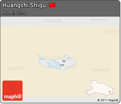 Classic Style 3D Map of Huangshi Shiqu, single color outside