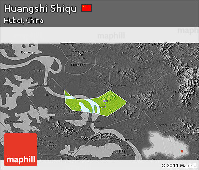 Physical 3D Map of Huangshi Shiqu, darken, desaturated