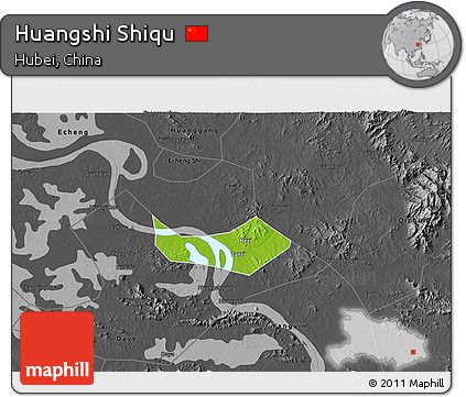 Physical 3D Map of Huangshi Shiqu, darken, desaturated
