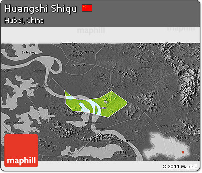 Physical 3D Map of Huangshi Shiqu, darken, desaturated