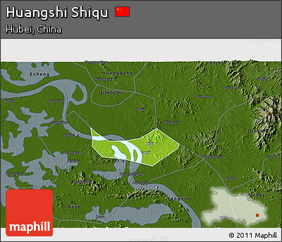 Physical 3D Map of Huangshi Shiqu, darken