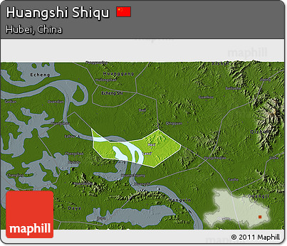 Physical 3D Map of Huangshi Shiqu, darken