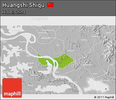 Physical 3D Map of Huangshi Shiqu, lighten, desaturated