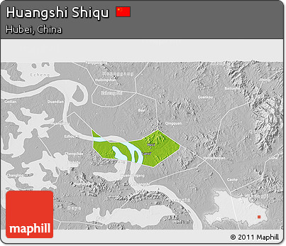 Physical 3D Map of Huangshi Shiqu, lighten, desaturated