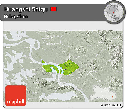 Physical 3D Map of Huangshi Shiqu, lighten, semi-desaturated