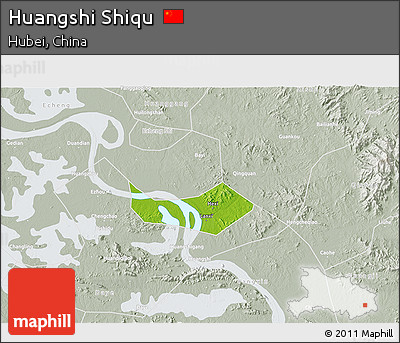 Physical 3D Map of Huangshi Shiqu, lighten, semi-desaturated